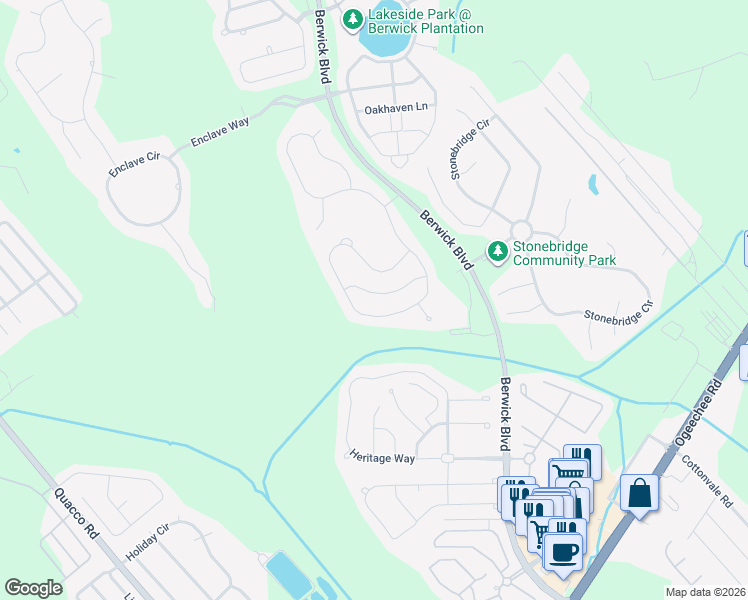map of restaurants, bars, coffee shops, grocery stores, and more near 20 Castle Hill Road in Savannah