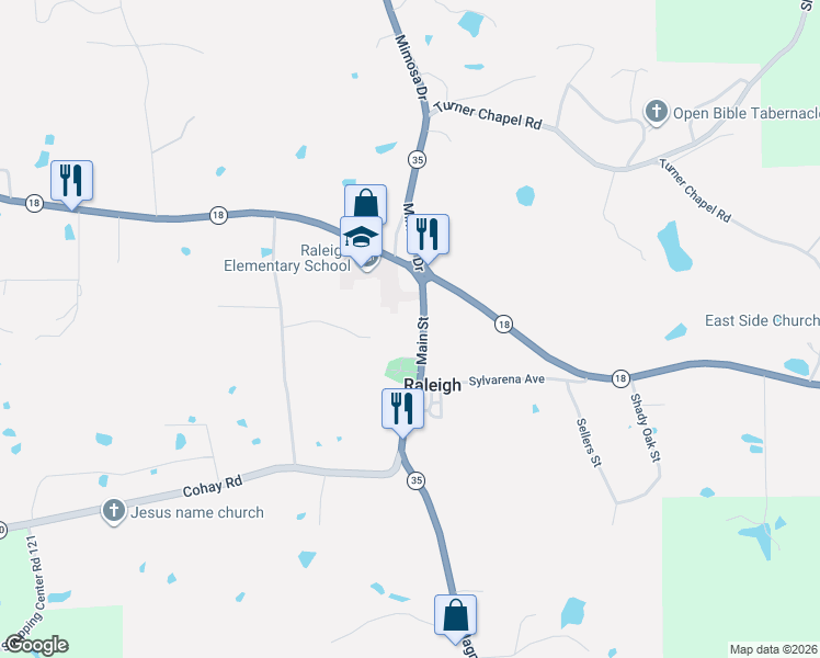 map of restaurants, bars, coffee shops, grocery stores, and more near 154 Main Street in Raleigh