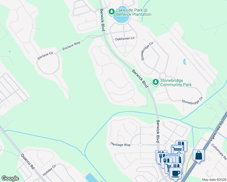 map of restaurants, bars, coffee shops, grocery stores, and more near 28 Castle Hill Road in Savannah
