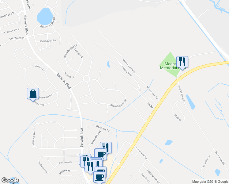 map of restaurants, bars, coffee shops, grocery stores, and more near 391 Stonebridge Circle in Savannah
