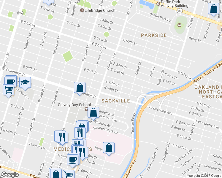 map of restaurants, bars, coffee shops, grocery stores, and more near 4199 Guatamala Street in Savannah