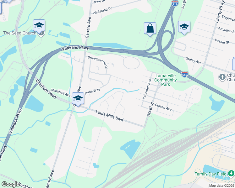 map of restaurants, bars, coffee shops, grocery stores, and more near 153 Mills Run Drive in Savannah