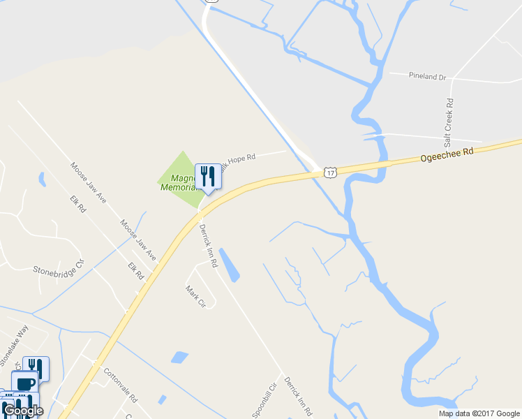 map of restaurants, bars, coffee shops, grocery stores, and more near 5509 Ogeechee Road in Savannah