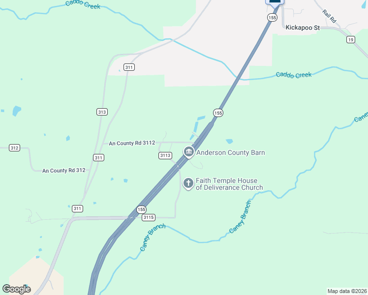 map of restaurants, bars, coffee shops, grocery stores, and more near 20790 State Highway 155 in Frankston