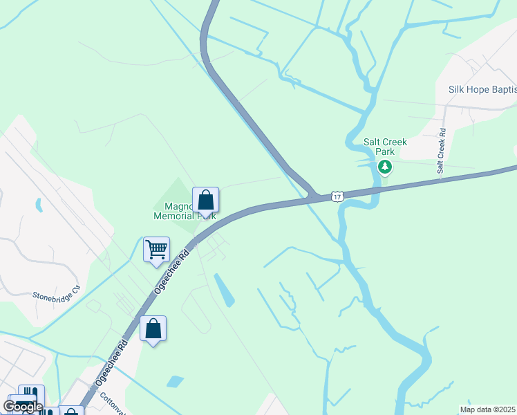 map of restaurants, bars, coffee shops, grocery stores, and more near Highway 17 in Savannah