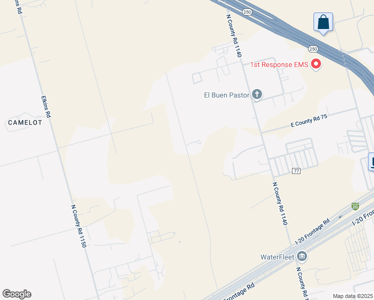 map of restaurants, bars, coffee shops, grocery stores, and more near 2835-3599 North County Road 1144 in Midland