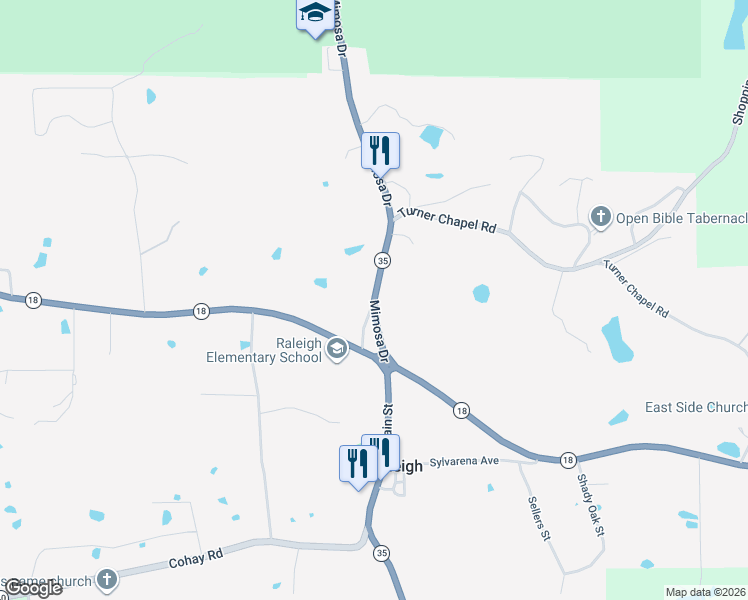 map of restaurants, bars, coffee shops, grocery stores, and more near 214 Mississippi 35 in Raleigh