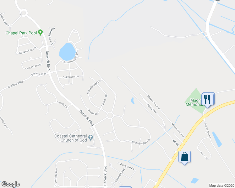 map of restaurants, bars, coffee shops, grocery stores, and more near 458 Stonebridge Circle in Savannah