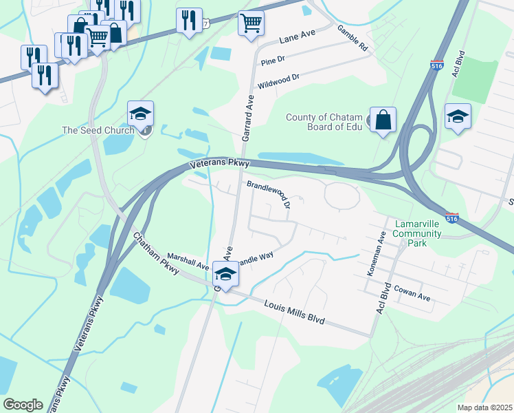 map of restaurants, bars, coffee shops, grocery stores, and more near 110 Glen Oaks Drive in Savannah
