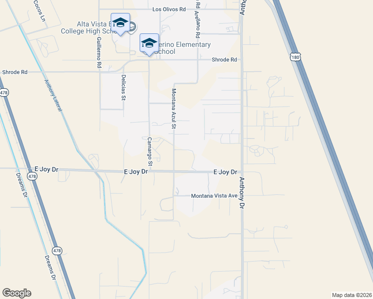 map of restaurants, bars, coffee shops, grocery stores, and more near 112 Montana Azul Street in Anthony