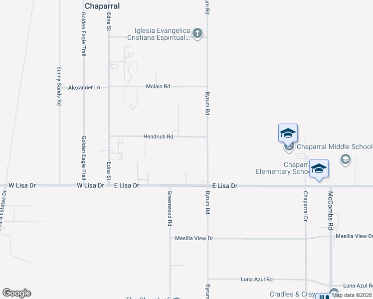 map of restaurants, bars, coffee shops, grocery stores, and more near 121 Hendrich Road in Chaparral