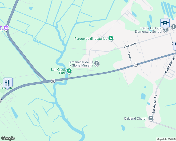 map of restaurants, bars, coffee shops, grocery stores, and more near 5222 Silk Hope Road in Savannah