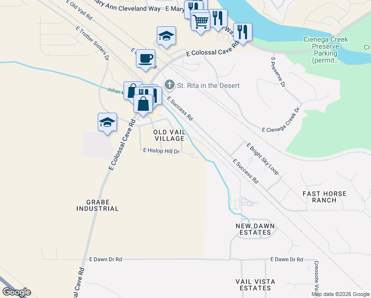 map of restaurants, bars, coffee shops, grocery stores, and more near 13333 East Hislop Hill Drive in Vail