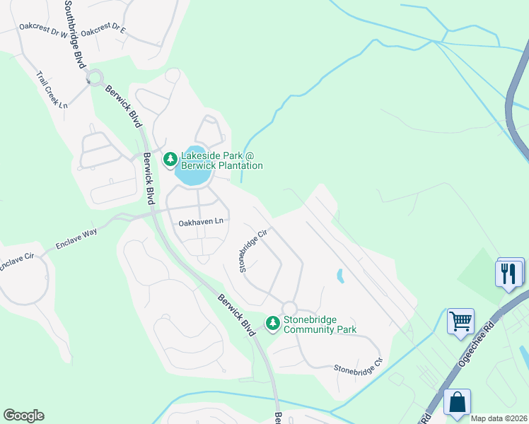 map of restaurants, bars, coffee shops, grocery stores, and more near 516 Stonebridge Circle in Savannah