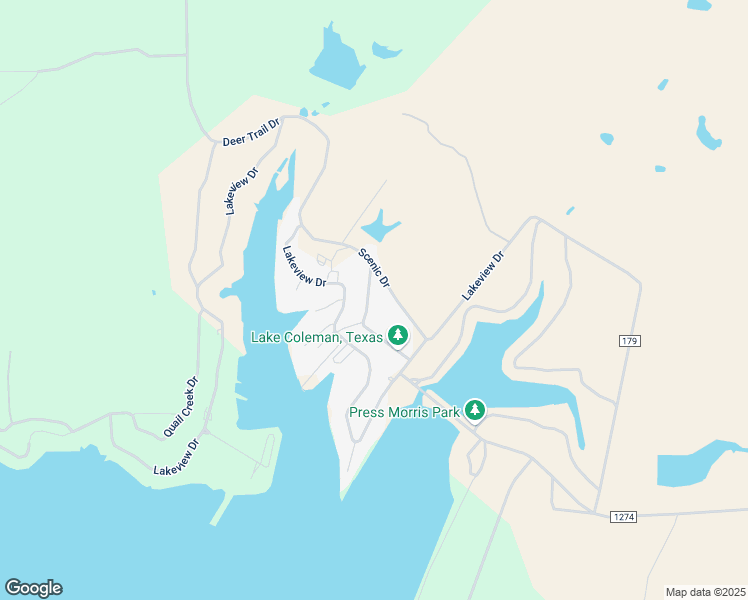 map of restaurants, bars, coffee shops, grocery stores, and more near 126 Scenic Drive in Coleman