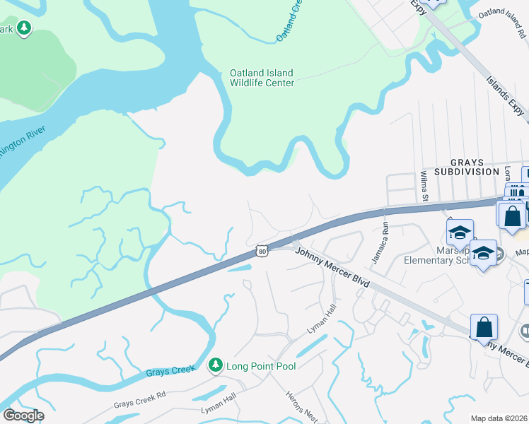 map of restaurants, bars, coffee shops, grocery stores, and more near 25 Shipwatch Road in Savannah