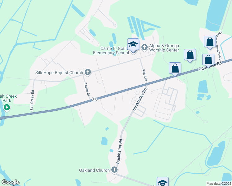 map of restaurants, bars, coffee shops, grocery stores, and more near Highway 17 in Savannah