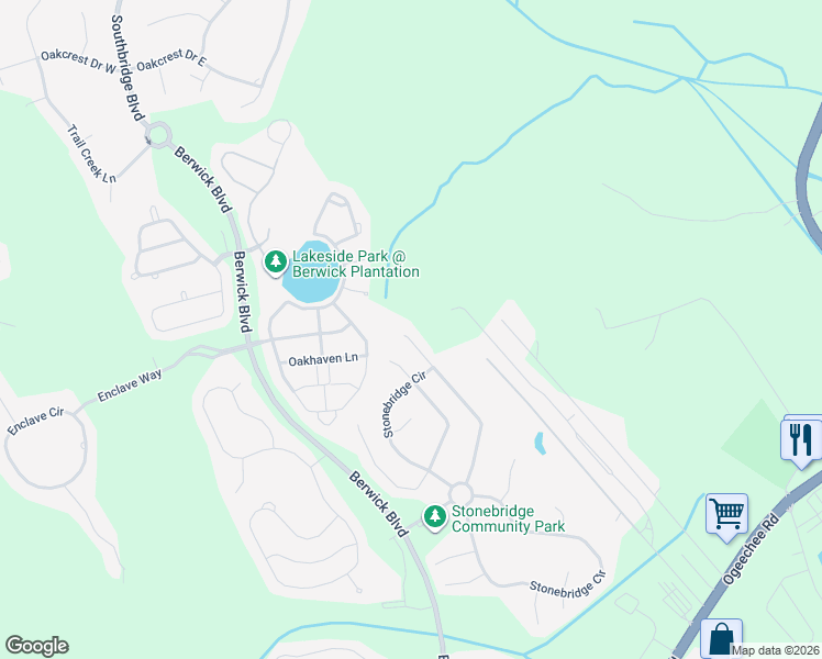 map of restaurants, bars, coffee shops, grocery stores, and more near 516 Stonebridge Circle in Savannah
