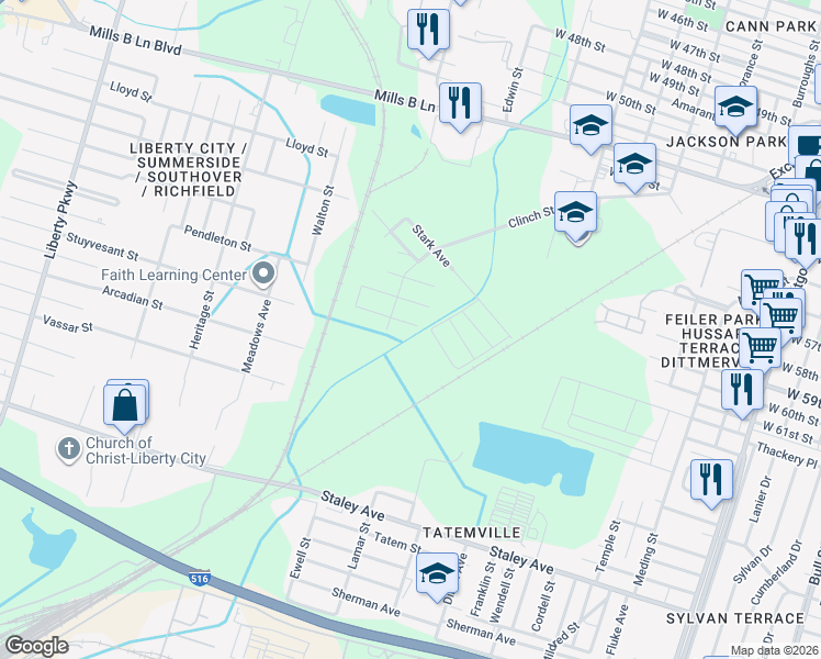 map of restaurants, bars, coffee shops, grocery stores, and more near 1029 Bates Avenue in Savannah
