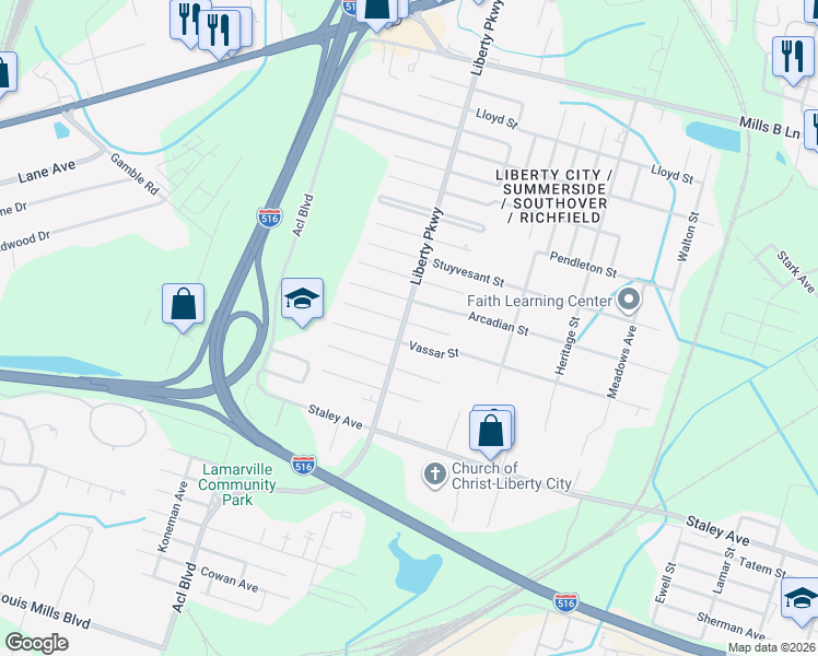 map of restaurants, bars, coffee shops, grocery stores, and more near 1902 Upson Street in Savannah
