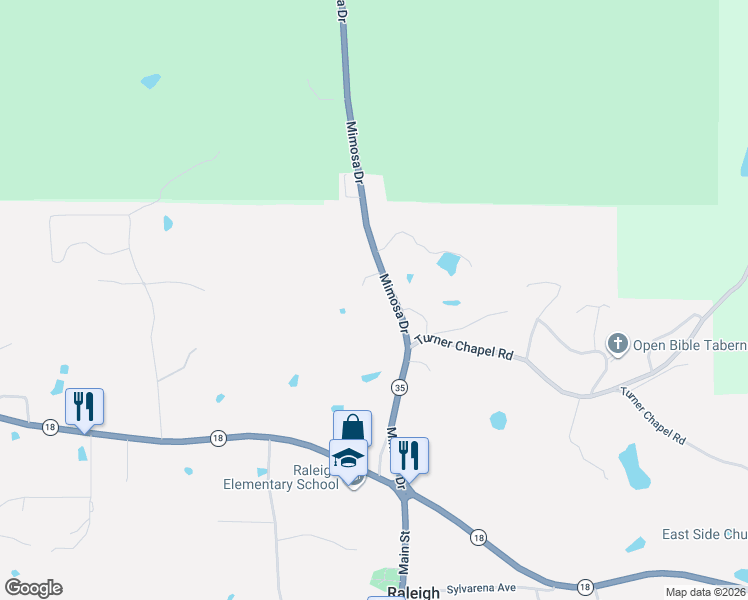 map of restaurants, bars, coffee shops, grocery stores, and more near Oakland Circle in Raleigh