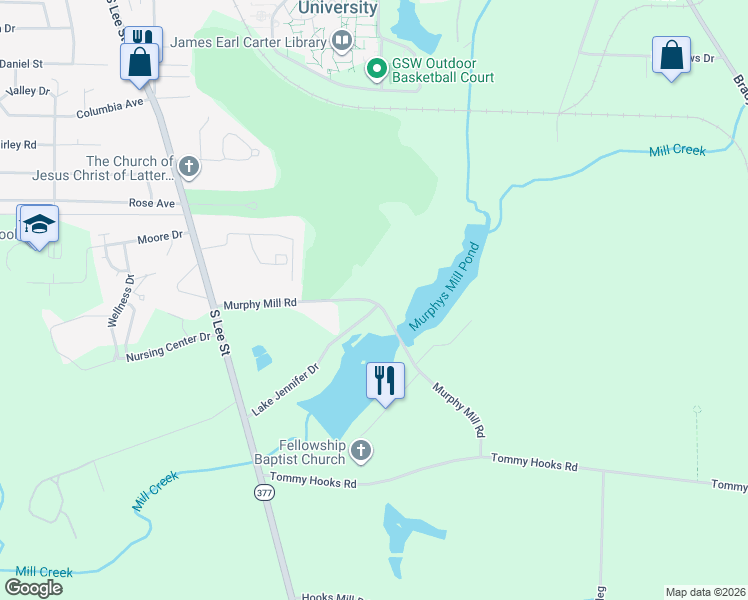 map of restaurants, bars, coffee shops, grocery stores, and more near 259 Murphy Mill Road in Americus