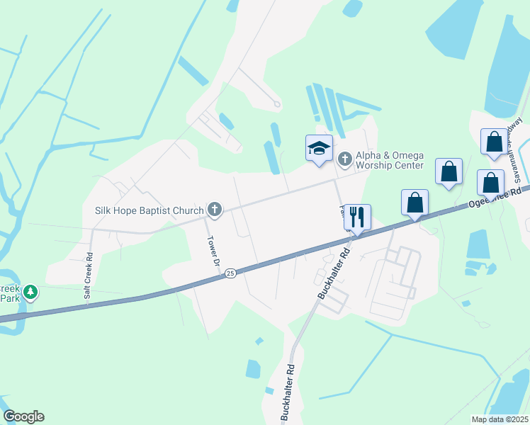 map of restaurants, bars, coffee shops, grocery stores, and more near 4921 Pineland Drive in Savannah