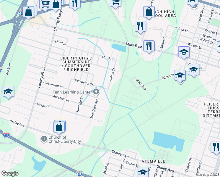 map of restaurants, bars, coffee shops, grocery stores, and more near 4318 Walton Street in Savannah