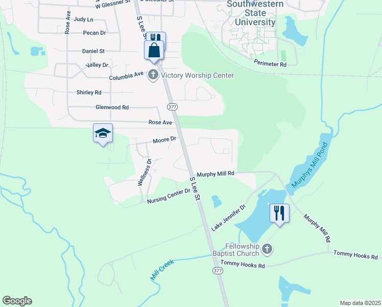 map of restaurants, bars, coffee shops, grocery stores, and more near 2006 South Lee Street in Americus