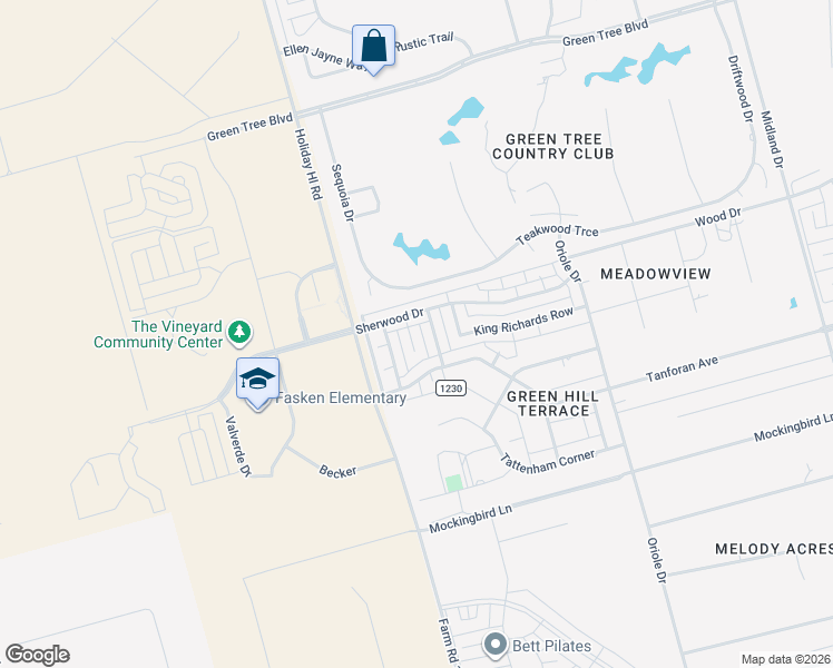 map of restaurants, bars, coffee shops, grocery stores, and more near 5907 Nottingham Lane in Midland