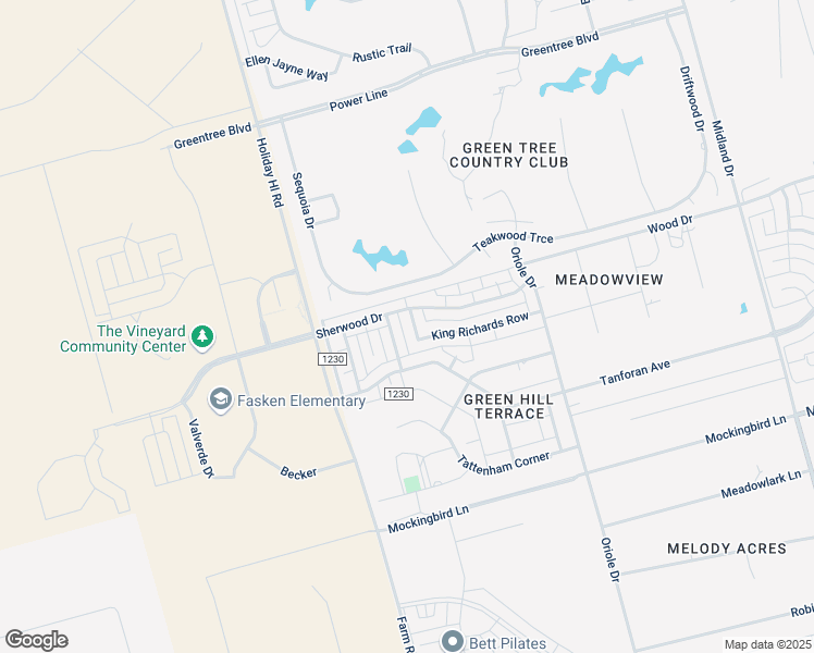map of restaurants, bars, coffee shops, grocery stores, and more near 5204 Sherwood Drive in Midland