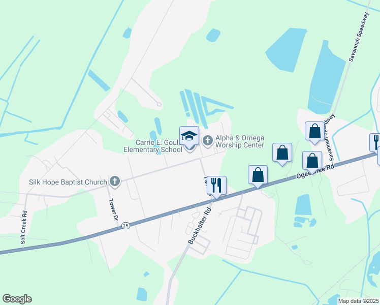 map of restaurants, bars, coffee shops, grocery stores, and more near 4910 Pineland Drive in Savannah