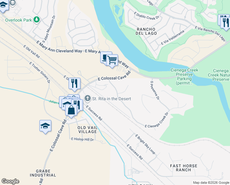 map of restaurants, bars, coffee shops, grocery stores, and more near 13430 East Cienega Creek Drive in Vail
