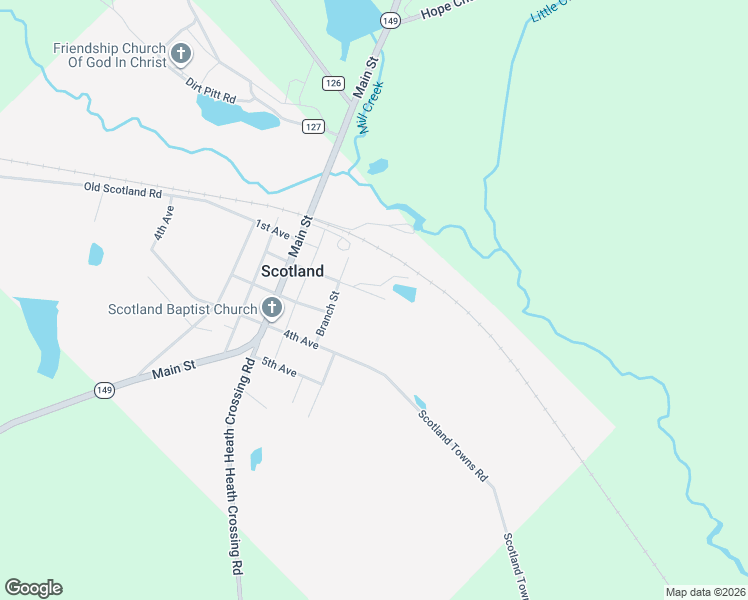 map of restaurants, bars, coffee shops, grocery stores, and more near 40 2nd Avenue in McRae