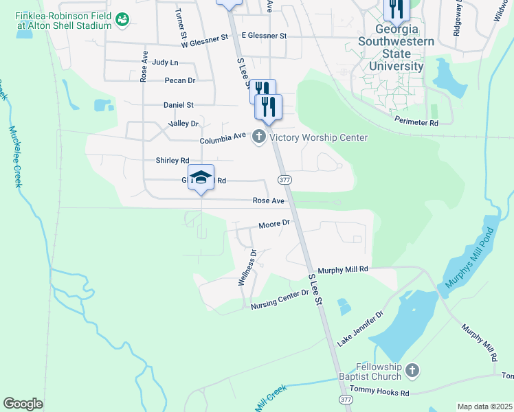 map of restaurants, bars, coffee shops, grocery stores, and more near 2015 Rose Avenue in Americus