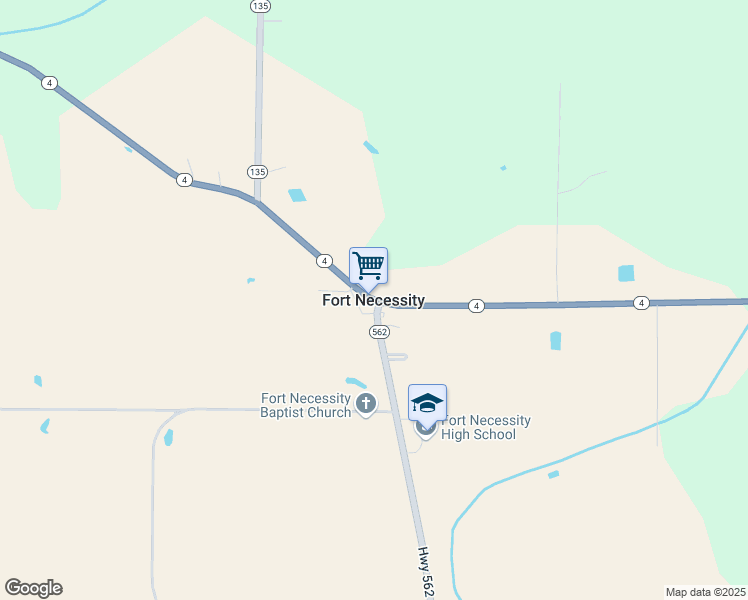 map of restaurants, bars, coffee shops, grocery stores, and more near in Fort Necessity