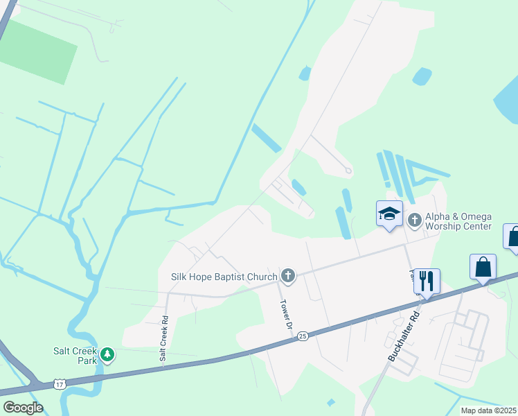 map of restaurants, bars, coffee shops, grocery stores, and more near 122 Salt Creek Road in Savannah