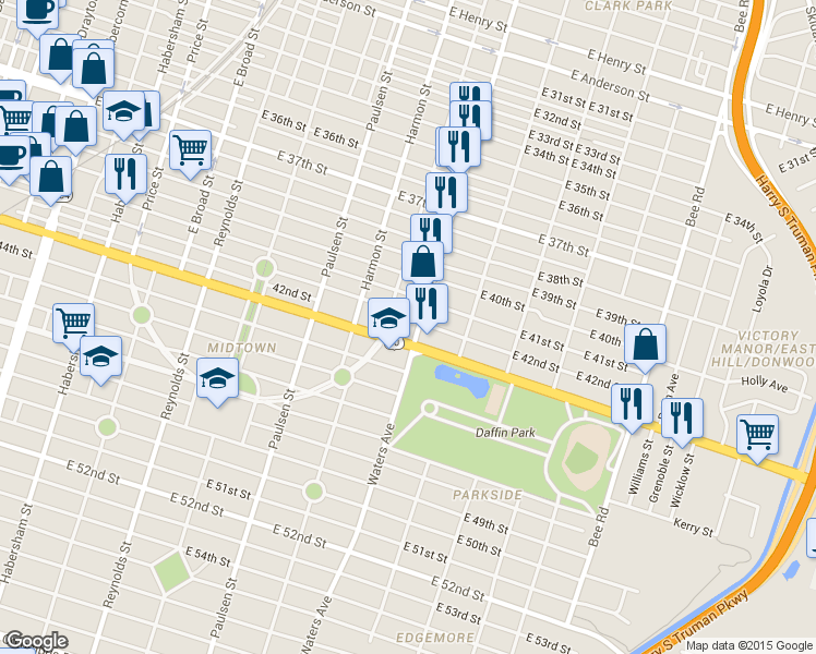 map of restaurants, bars, coffee shops, grocery stores, and more near 1007 East 41st Street in Savannah