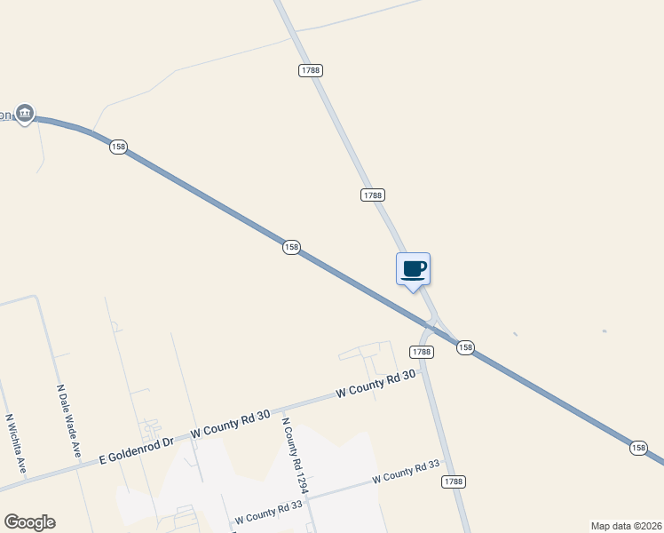 map of restaurants, bars, coffee shops, grocery stores, and more near 12240 State Highway 191 in Midland