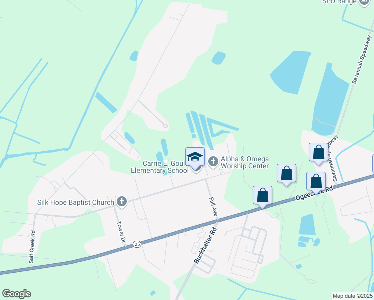 map of restaurants, bars, coffee shops, grocery stores, and more near 4910 Pineland Drive in Savannah