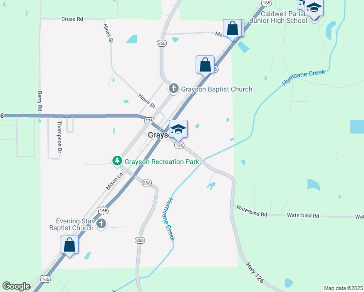 map of restaurants, bars, coffee shops, grocery stores, and more near 5237 Louisiana 126 in Grayson