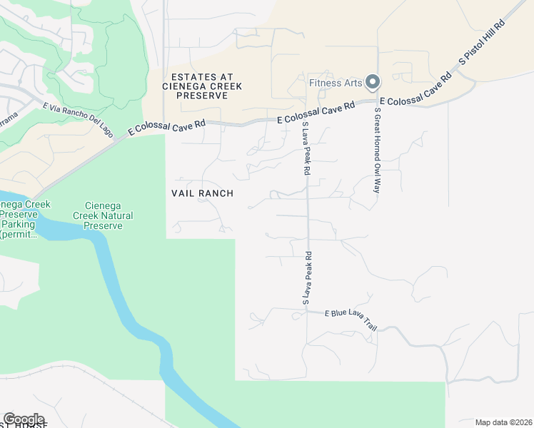 map of restaurants, bars, coffee shops, grocery stores, and more near 14674 East Colossal Cave Road in Vail