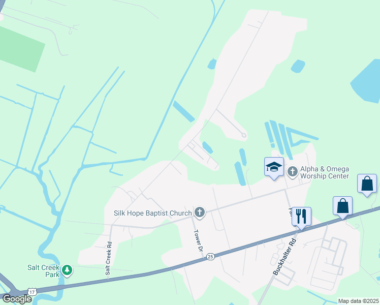 map of restaurants, bars, coffee shops, grocery stores, and more near 122 Salt Creek Road in Savannah