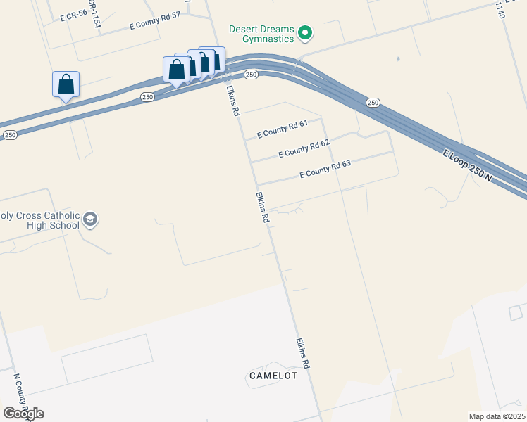 map of restaurants, bars, coffee shops, grocery stores, and more near 4294 North County Road 1150 in Midland