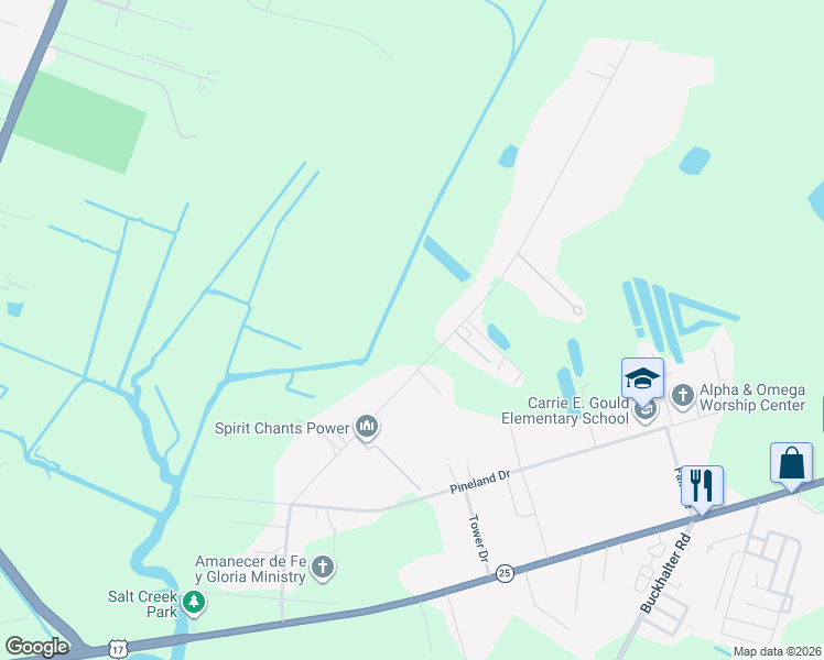 map of restaurants, bars, coffee shops, grocery stores, and more near 127 Salt Creek Road in Savannah