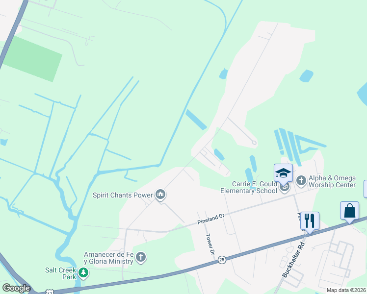 map of restaurants, bars, coffee shops, grocery stores, and more near 127 Salt Creek Road in Savannah