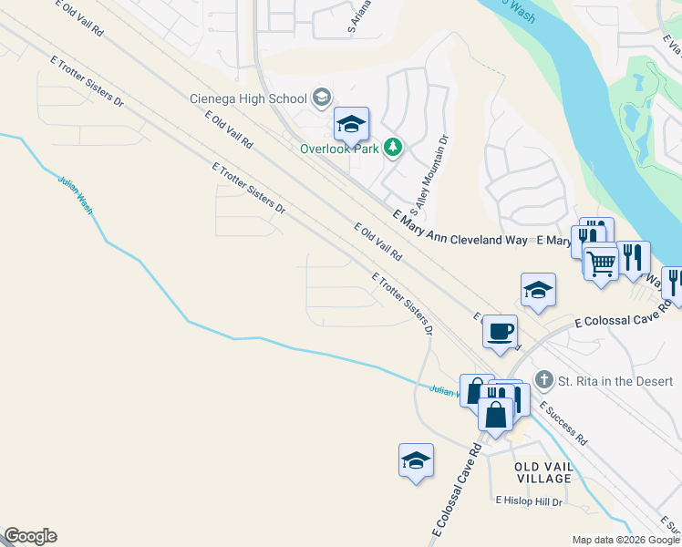 map of restaurants, bars, coffee shops, grocery stores, and more near 12818 East Old Vail Road in Vail