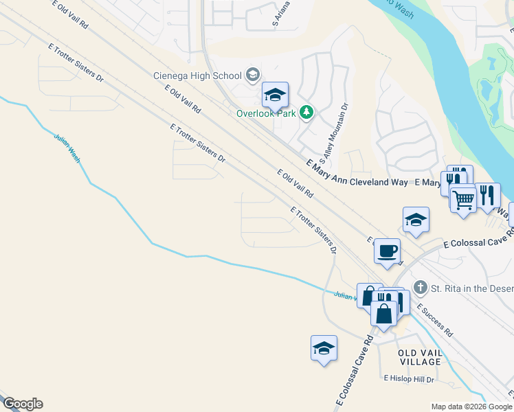 map of restaurants, bars, coffee shops, grocery stores, and more near 12818 East Old Vail Road in Vail