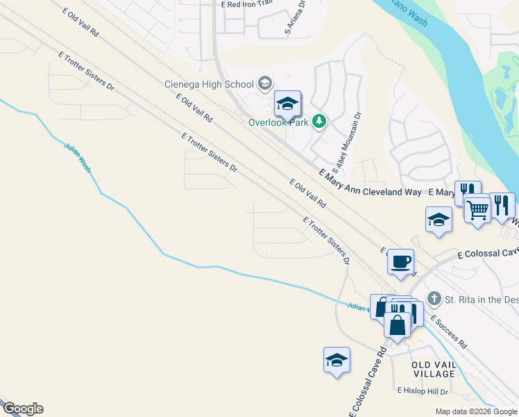 map of restaurants, bars, coffee shops, grocery stores, and more near in Tucson