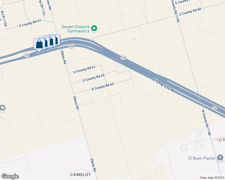 map of restaurants, bars, coffee shops, grocery stores, and more near 4300 East County Road 63 in Midland